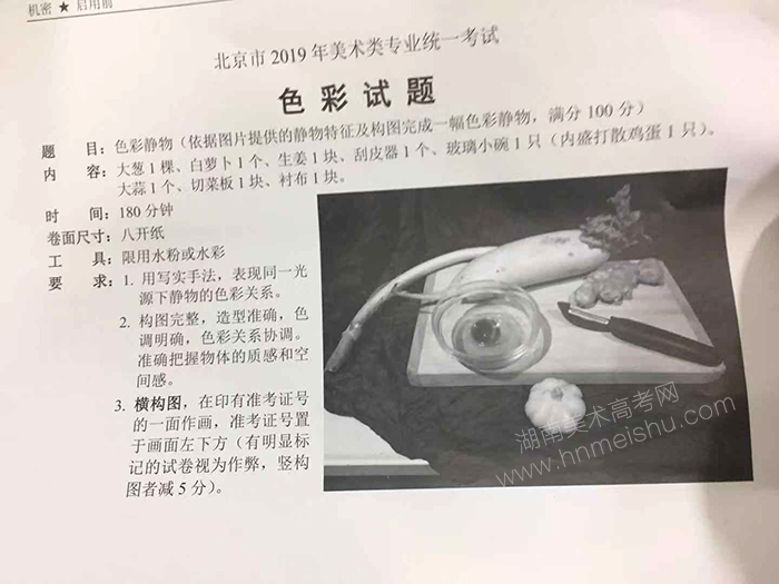 2019年北京市美術(shù)聯(lián)考素描速寫色彩考試題目