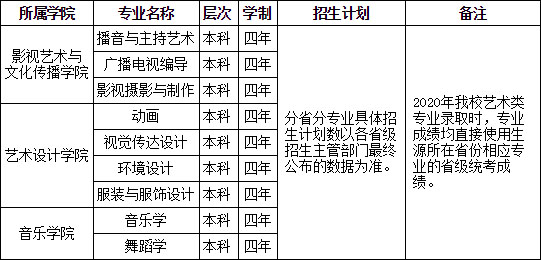 長沙學(xué)院2020年藝術(shù)類招生簡章