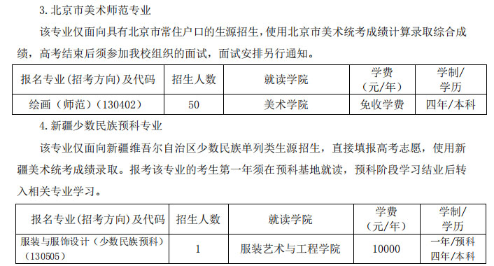 2020年北京服裝學(xué)院美術(shù)類本科專業(yè)招生計(jì)劃
